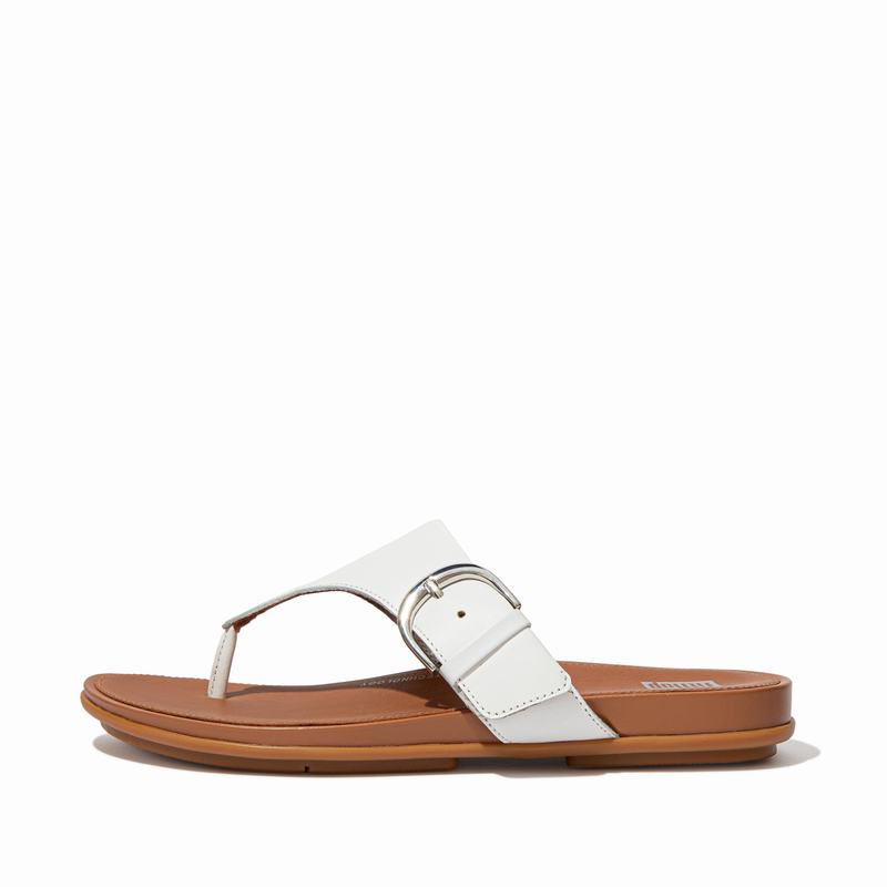 FitFlop Gracie Leder Weiß - FitFlop Zehentrenner Damen Schweiz [VLKR-04231]